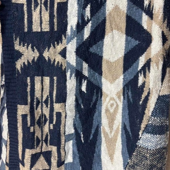 Democracy Women Medium Geometric Print Sleeveless Cardigan Sweater Vest Boho - Picture 3 of 7